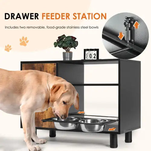 Large Pet Feeder Station, Dog Food Lockers