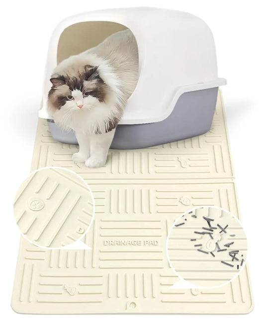 Gentledog Silicone Cat Litter Mat Litter Trapping Mat Waterproof Anti-Slip Cat Litter Box Mats for Floor Scatter Control Kitty Litter Mat 19.6”x15.7”